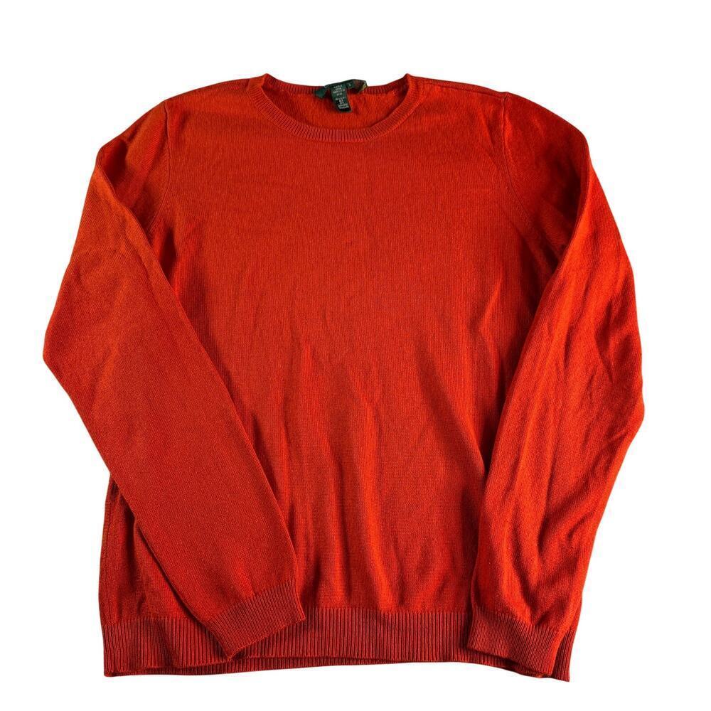Lauren Ralph Lauren Womens sz Large Silk Cashmere Blend Red Crew Neck Sweater